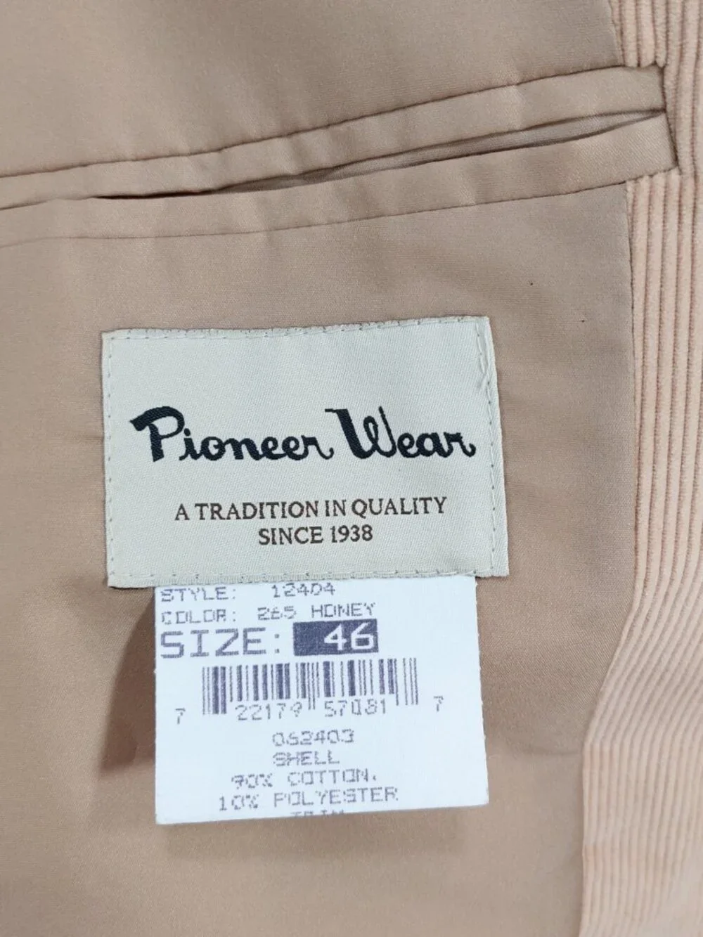 Pioneer Wear Corduroy Western Blazer Jacket Sz 46, Suede Elbow Patch, Yokes, USA